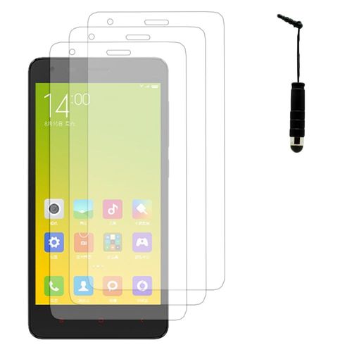 Lot / Pack De 3 Films Pour Xiaomi Redmi 2/ Redmi 2a/ Hongmi 2/ Redmi 2 Prime Protection D'écran Clear Transparent + Mini Stylet