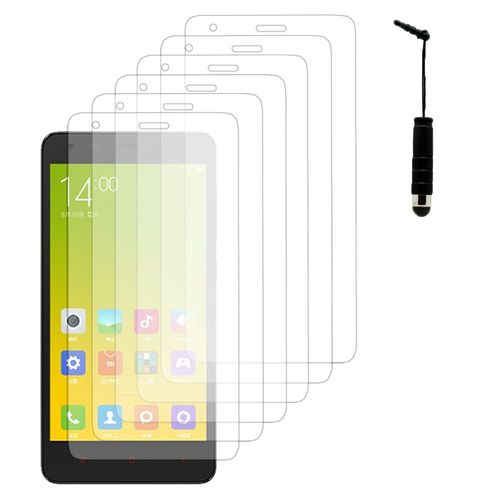 Lot / Pack De 6 Films Pour Xiaomi Redmi 2/ Redmi 2a/ Hongmi 2/ Redmi 2 Prime Protection D'écran Clear Transparent + Mini Stylet