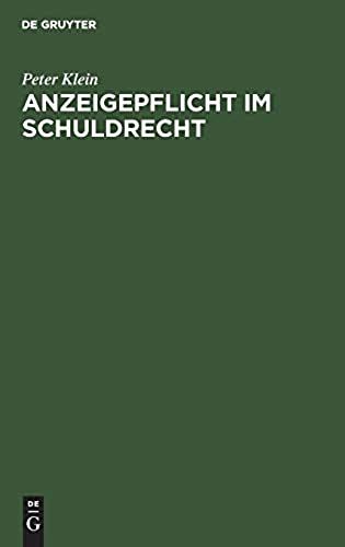 Anzeigepflicht Im Schuldrecht