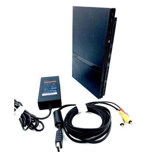 Console Sony Ps Two Ps2 Slim Playstation 2 Avec Câbles Sans Manette Noir Black