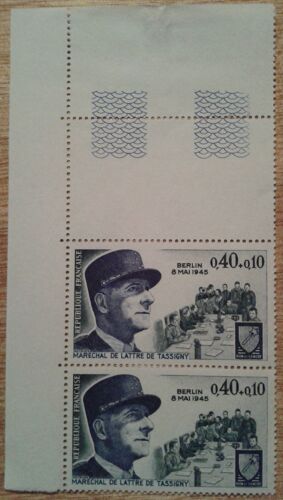 2 Timbres Coin De Feuille Neuf Sans Charnières Yt N° 1639 Anniversaire Du 8 Mai 1945 Maréchal De Lattre De Tassigny