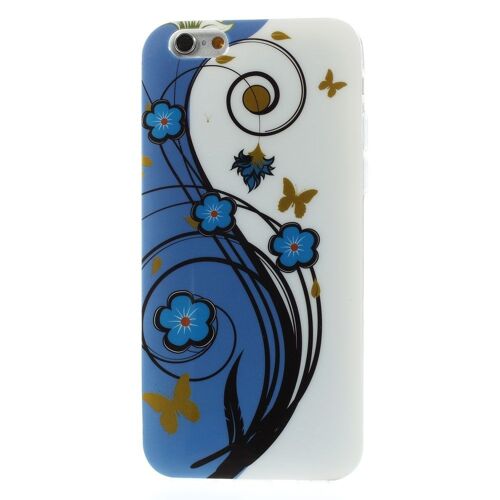 Coque Soupel En Gel Flexible Motif Fleurs Bleues Pour Iphone 6 4,7 Pouces