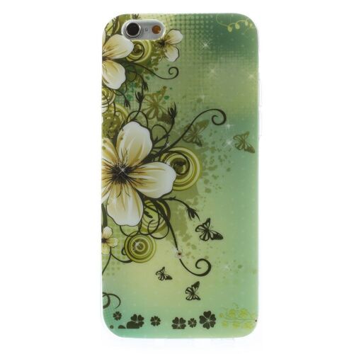 Coque soupel en Gel flexible motif fleurs vertes pour iPhone 6 4,7 pouces