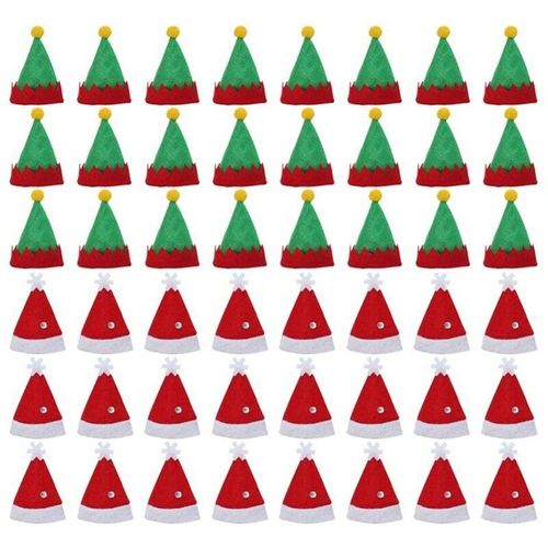 Mini Chapeau De Père Noël, 48 Pièces, Couverture Supérieure De Sucette, Décorations De Joyeux Noël, Capuchon De Protection Pour Bouteille De Vin