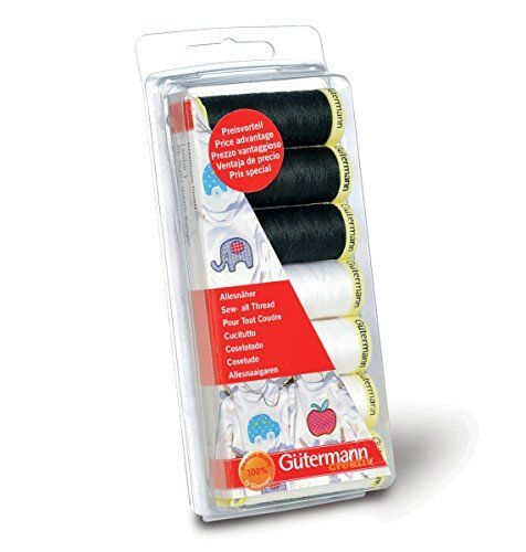 Gutermann 7 X 100 M 100 Pour Cent Polyester Coudre Tous Les Fil Noir/Blanc