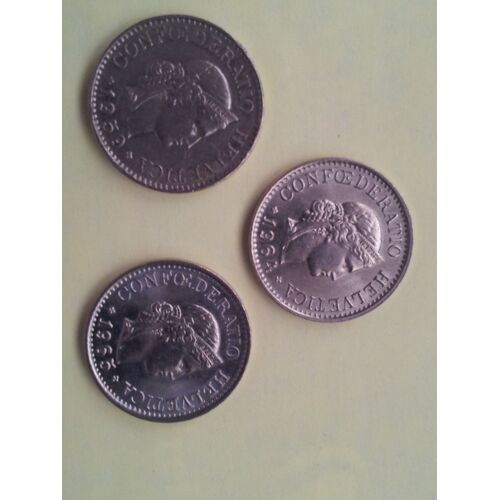 Lot De Trois Pièces De 10 Centimes Suisses (Rappen), 1959-1965