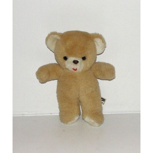 Peluche Ancienne Ajena 29412 Ours Et Chat Jaune Blanc - Animal Lion Tigre Léopard