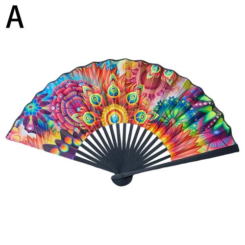 Éventail pliant chinois, artisanat d'art, cadeau de mariage, danse, main, crâne, motif arc-en-ciel, déterminer, comparateur de couleurs, DJ, décoration de la maison, GérDecoration I9S8