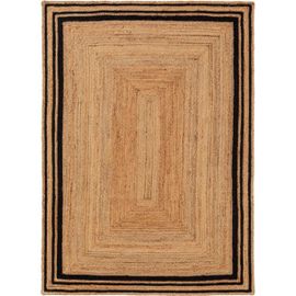 Tapis Poil Ras De Jute Jutta Noir 120x170 Cm - Tapis Poil Court Design Moderne Pour Salon