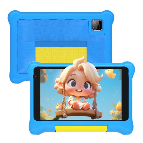 Tablette Enfants 7 Pouces Android 13 Tablette pour Enfants Quad Core 5 Go RAM 32 Go ROM 128 Go Extension Contrôle Parental Tablette Éducative et Divertissante avec étui Antichoc (Bleu)