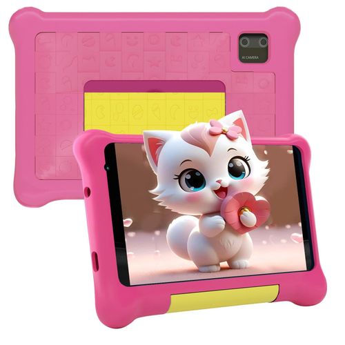Tablette Enfants 7 Pouces Android 13 Tablette pour Enfant avec 5 Go RAM + 32 Go ROM (TF 128GB), Contrôle Parental, GMS, WiFi, Bluetooth, Kids Tablette Tactile Éducative avec Kid-Proof Étui (Rose)