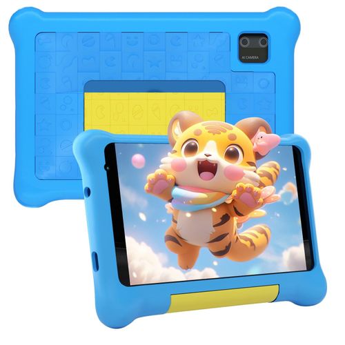 Tablette Enfants 7 Pouces Android 13 Tablette pour Enfant avec 5GB RAM + 32GB ROM(TF 128GB), Contrôle Parental, GMS, WiFi, Bluetooth, Kids Tablette Tactile Éducative avec Kid-Proof Étui (Bleu)