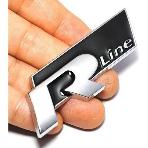 1pcs 3d Métal R Line Autocollant Emblème Badge Noir Argent Pour Vw R-Line Golf 5 6 7 Touareg Tiguan