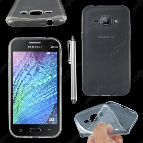 Ebeststar ® Housse Etui Coque Silicone Gel Tpu Souple Ultra Fine 0,5mm Pour Samsung Galaxy J1 Sm-J100f, Couleur Transparent + Stylet + Film Protection D'écran