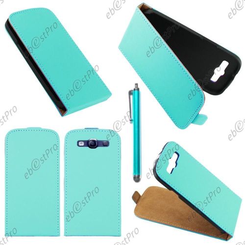 Ebeststar ® Housse Coque Etui En Pu Cuir À Rabat Ultra Fine (Slim Case) Pour Samsung Galaxy S3 I9300 I9305, Couleur Bleu + Stylet + Film Protection D'écran