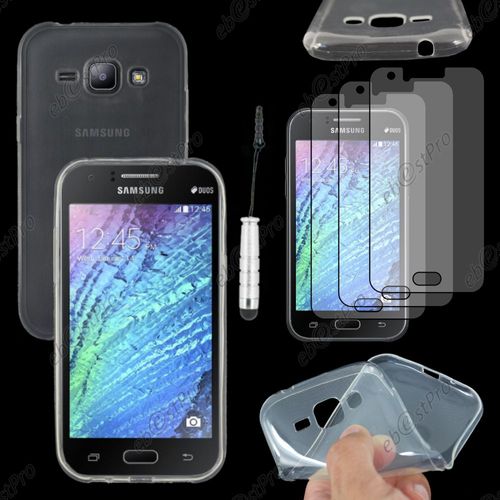 Ebeststar ® Housse Etui Coque Silicone Gel Tpu Souple Ultra Fine 0,5mm Pour Samsung Galaxy J1 Sm-J100f, Couleur Transparent + Mini Stylet 3 Film
