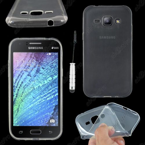 Ebeststar ® Housse Etui Coque Silicone Gel Tpu Souple Ultra Fine 0,5mm Pour Samsung Galaxy J1 Sm-J100f, Couleur Transparent + Mini Stylet + Film Protection D'écran