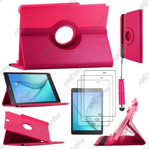 Ebeststar ® Housse Coque Etui Pu Cuir Rotatif Avec Support À Rotation 360° Pour Samsung Galaxy Tab A 9.7 T550, & S Pen P550, Couleur Rose + Mini Stylet 3 Film