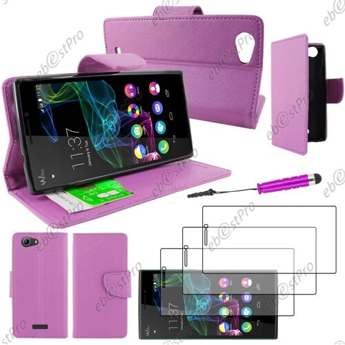 ebestStar ® Housse Coque Etui Portefeuille Folio book livre Simili Cuir pour Wiko Ridge 4G, Couleur Violet + Mini Stylet 3 Film