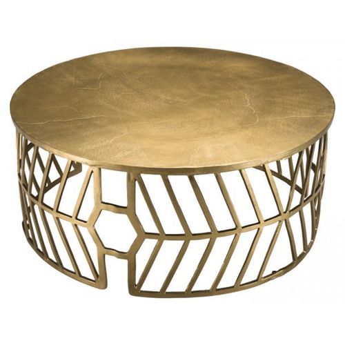Table Basse Ronde 89x38 Cm En Aluminium Doré - Josy