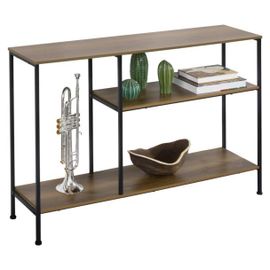 Sobuy Fsb35-Pf Table Console Table D¿Entrée Buffet Bout De Canapé Table D'appoint Avec 3 Étagères De Rangement ¿ L120 X P30 X H80 Cm, Cadre En Acier, Style Industriel