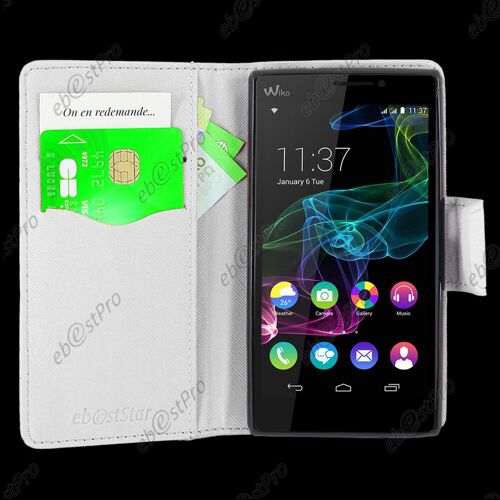 ebestStar ® Etui Portefeuille Housse Protection Folio Coque pour Wiko Ridge 4G, Couleur Blanc + Film protection d'écran