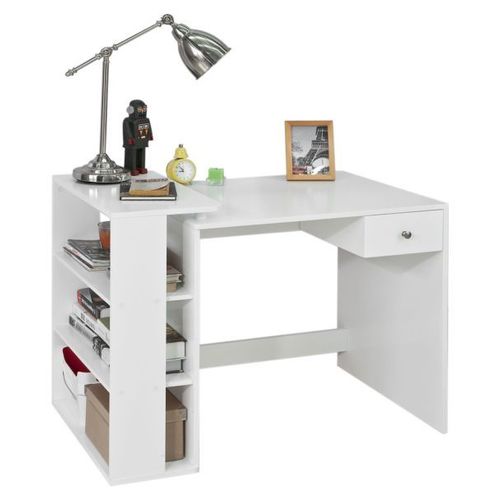 Sobuy® Fwt35-W Table Bureau Informatique Plan De Travail Avec 3 Étagères Et 1 Tiroir - Blanc