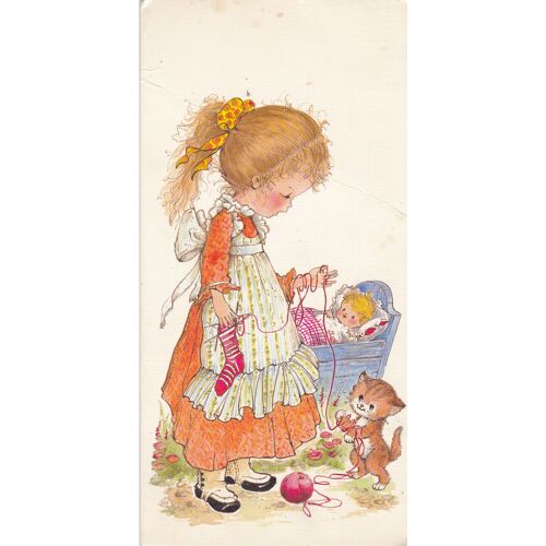 Petite Fille , Bébé Et Chaton Joueur (Ref. 10032)