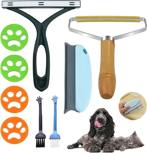 Mevronisshop-Lot De 9 Brosses À Poils D'animaux - Brosse Magique Pour Poils D'animaux - Brosse À Vêtements - Brosse À Poils De Chat - Mini Brosse En Nylon - Pour Vêtements, Tapis, Canapé, Poils D'ani