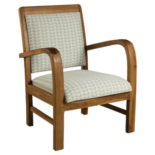 Fauteuil En Tissu À Motif Et Teck - Dolfin