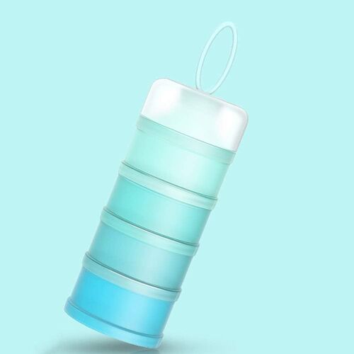 (Bleu) Distributeur Portable De Lait Maternisé, Boîte Empilable, 4 Niveaux Contenant Des Céréales/Aliments/Fruits/Collations Pour L'allaitement 480ml.