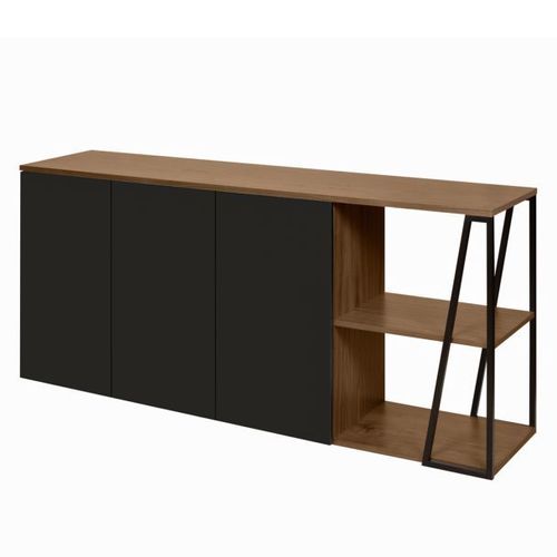 Buffet Albi Placage Noyer Et Noir Laqué - Temahome