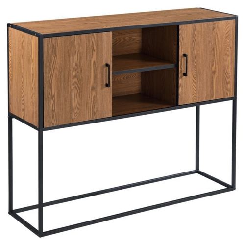 Commode Design Motala 90 X 109 X 30 Cm Effet Bois Foncé Noir [En.Casa]