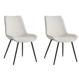 Lot De 2 Chaises De Salle A Manger Scandinaves Pieds Metal Noir Tissu Beige - Nordlys