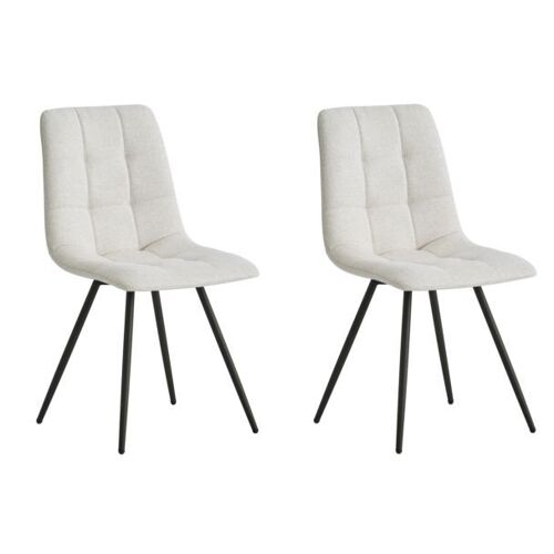 Lot de 2 chaises de salle a manger scandinaves capitonnees metal Tissu Beige - Nordlys