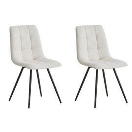 Lot De 2 Chaises De Salle A Manger Scandinaves Capitonnees Metal Tissu Beige - Nordlys