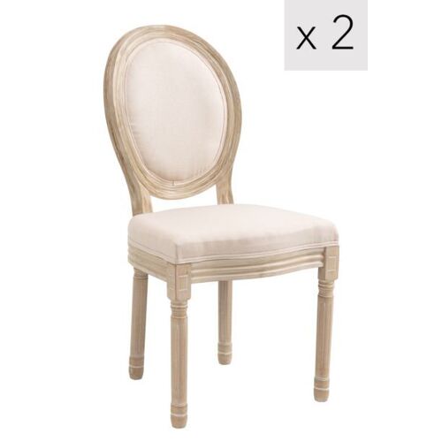Nordlys - Lot De 2 Chaises Classiques Salle A Manger Bois Tissu Beige