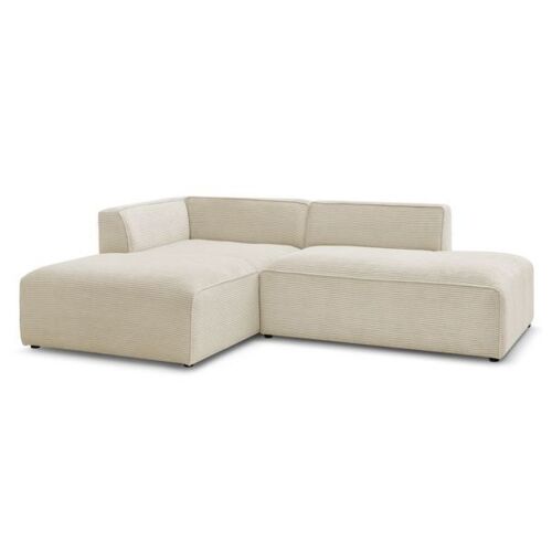 Canapé d'angle fixe MEGEVE tissu velours côtelé Beige Angle gauche