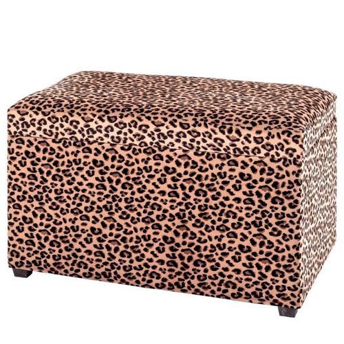 Coffre De Rangement "Motif Léopard" 65cm Marron