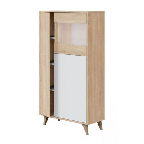 Vitrine Laura 3 Portes Avec Étagères L77 X H142cm - Blanc / Bois