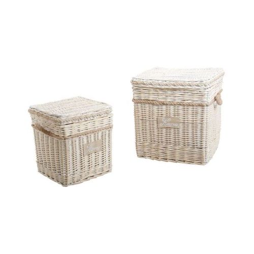 Malle Carrée En Osier Blanchi (Lot De 2)