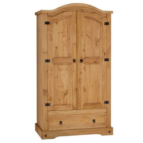 Armoire Salsa Penderie Pour Vêtements Style Mexicain Avec 2 Portes 1 Étagère 1 Tiroir, En Pin Massif Finition Teintée/Cirée