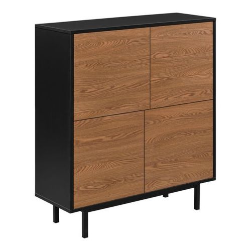 Commode Gnosjö À 4 Portes 93 X 80 X 30 Cm Noir Effet Bois Foncé [En.Casa]