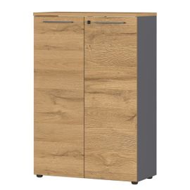 Commode 2 Portes 80x40x120 Cm Gris Foncé Et Gris - Iskmo