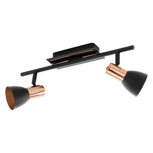 Eglo Barnham - Projecteur Double À 2 Lumières Noir Mat, Cuivre, Gu10