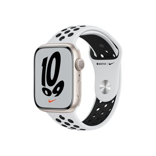 Apple Watch Nike Series 7 (GPS) - Boitier 45 mm Aluminium Lumière stellaire avec Bracelet Sport Platine