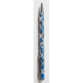 Fin Et Élégant Stylo À Bille Métallique - Fond Bleu Décoré De Fleurs Blanches Et De Motifs Argentés Et Dorés - Modéle Ancien À L'aspect Très Brillant - Plus Décoratif Que Fonctionnel