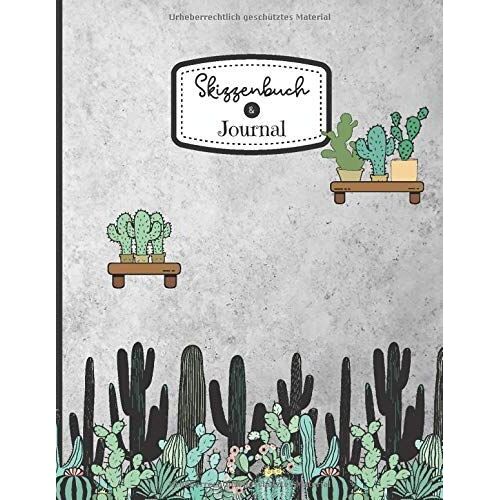 Skizzenbuch & Journal: Ein Tagebuch Und Zeichenbuch Mit Linierten Und Leeren Seiten Zum Schreiben, Zeichnen, Kritzeln Und Skizzieren | Schwarzes Papier | Din A4 | 110 Seiten | Kaktus Softcover