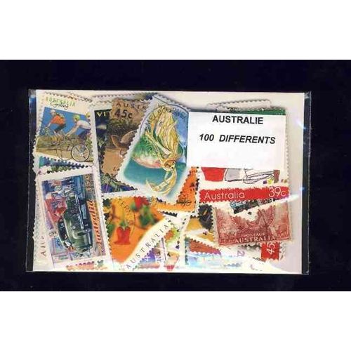 Australie 100 Timbres Differents Obliteres