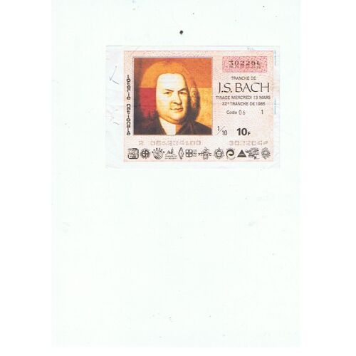 Billet De Loterie Loterie Nationale Tranche De J. S. Bach  13 03 1985